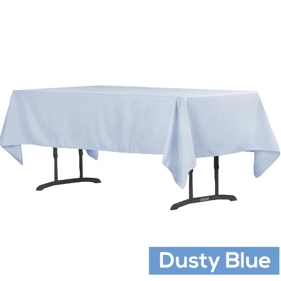 60" x 102" Rectangular 200 GSM Polyester Tablecloth - Dusty Blue