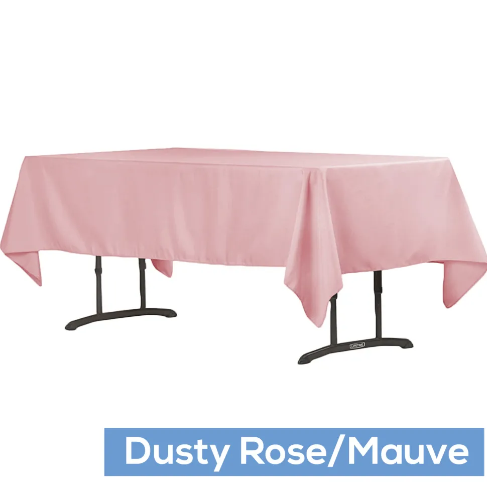 60" x 102" Rectangular 200 GSM Polyester Tablecloth - Dusty Rose/Mauve
