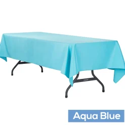 60" x 120" Rectangular 200 GSM Polyester Tablecloth - Aqua Blue