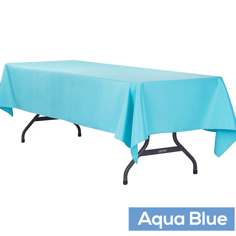 60" x 120" Rectangular 200 GSM Polyester Tablecloth - Aqua Blue