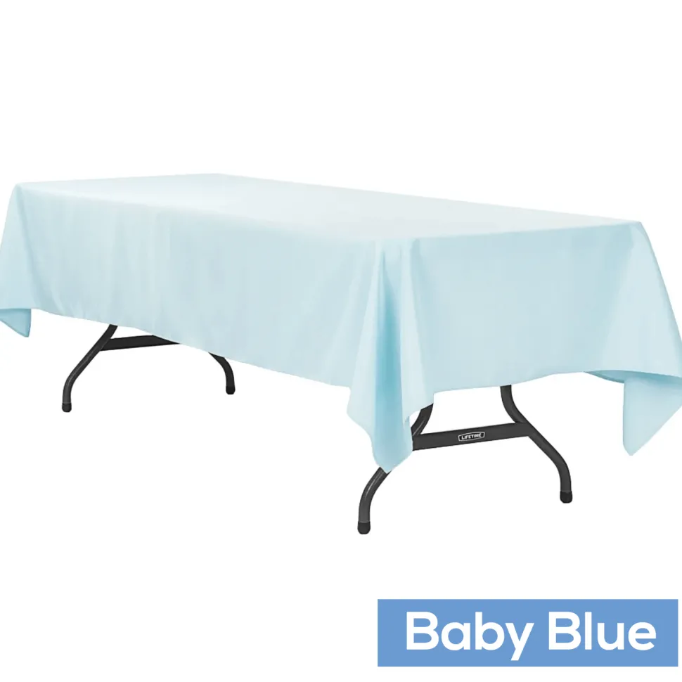 60" x 120" Rectangular 200 GSM Polyester Tablecloth - Baby Blue