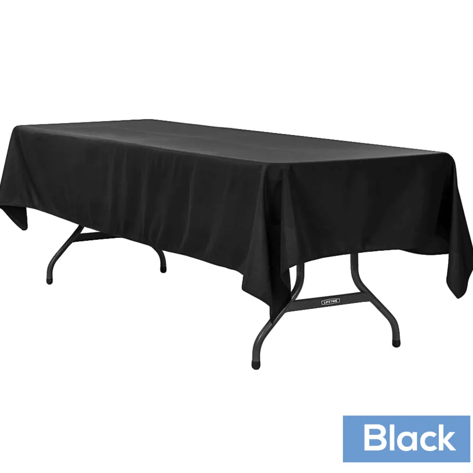 60" x 120" Rectangular 200 GSM Polyester Tablecloth - Black