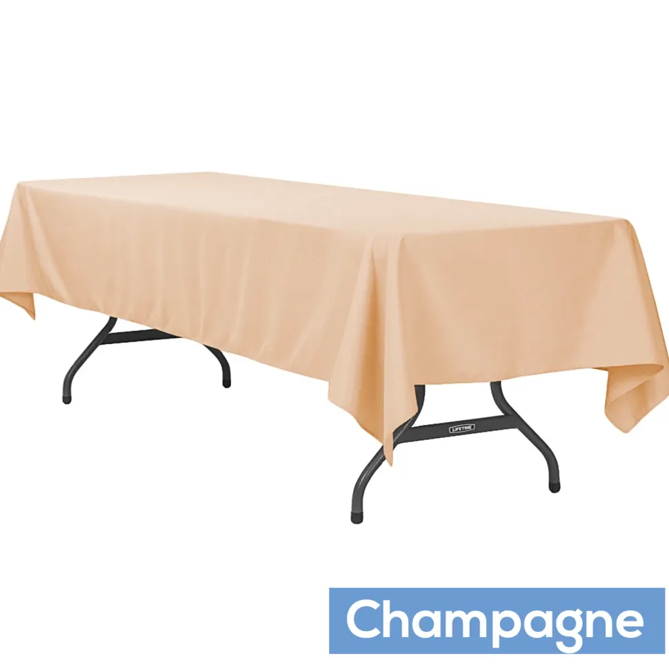 60" x 120" Rectangular 200 GSM Polyester Tablecloth - Champagne