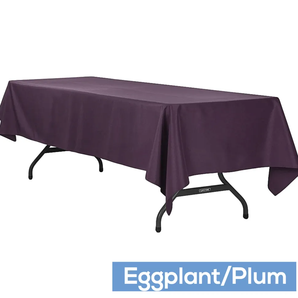 60" x 120" Rectangular 200 GSM Polyester Tablecloth - Eggplant/Plum