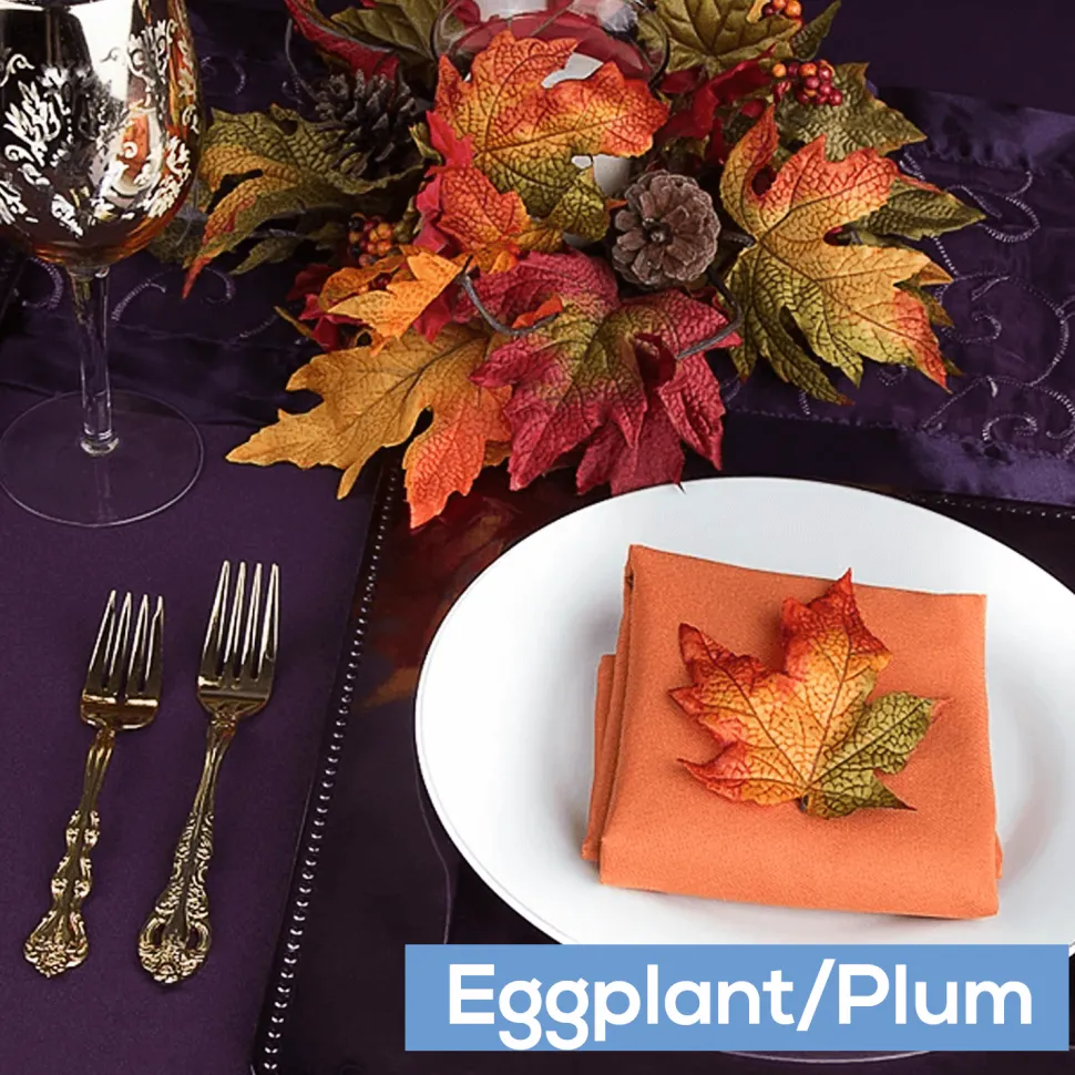 60" x 120" Rectangular 200 GSM Polyester Tablecloth - Eggplant/Plum