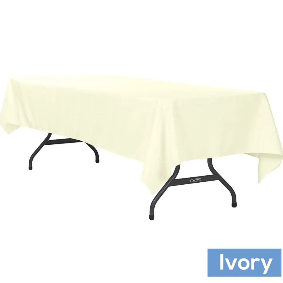 60" x 120" Rectangular 200 GSM Polyester Tablecloth - Ivory
