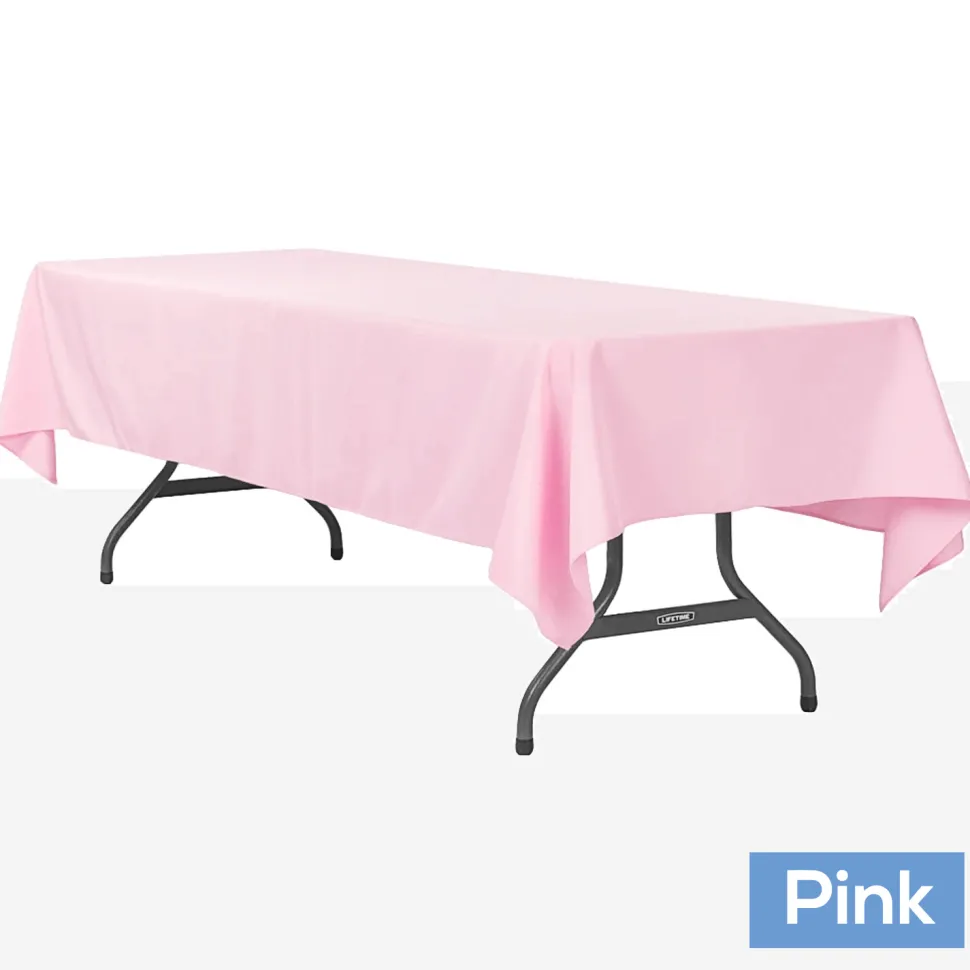 60" x 120" Rectangular 200 GSM Polyester Tablecloth - Pastel Pink