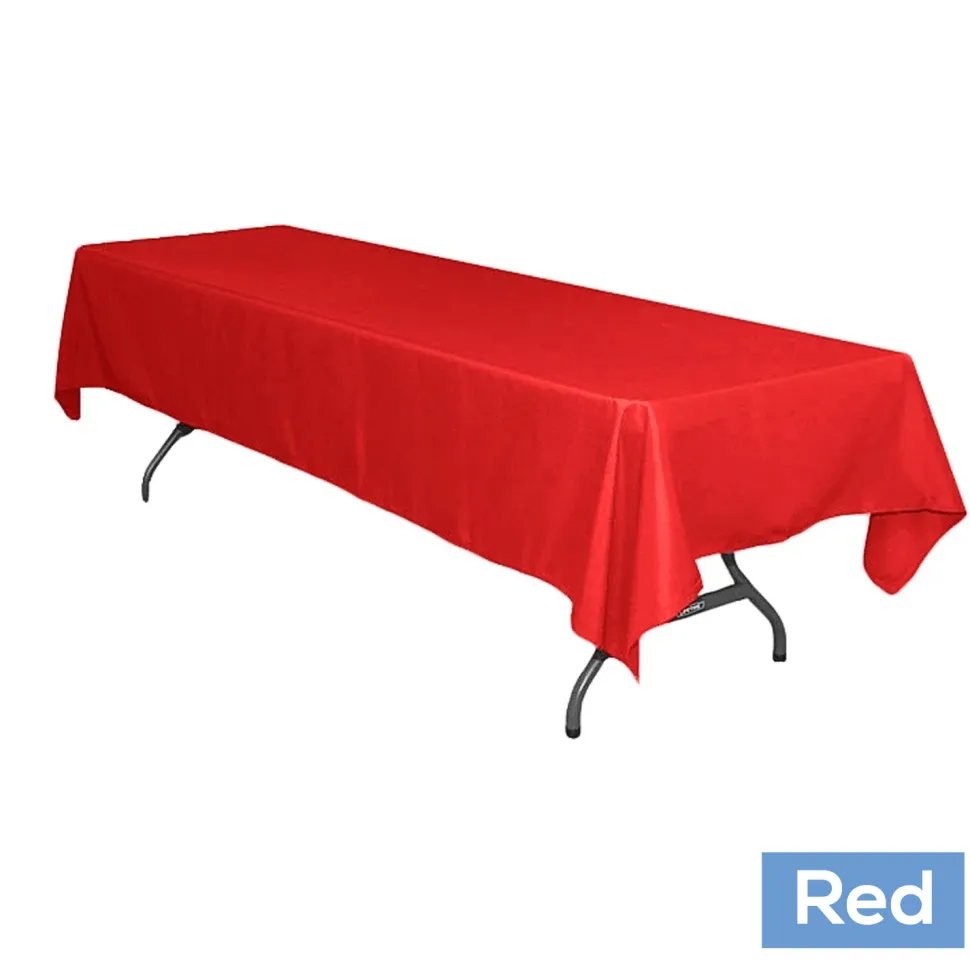 60" x 126" Rectangular 200 GSM Polyester Tablecloth - Red
