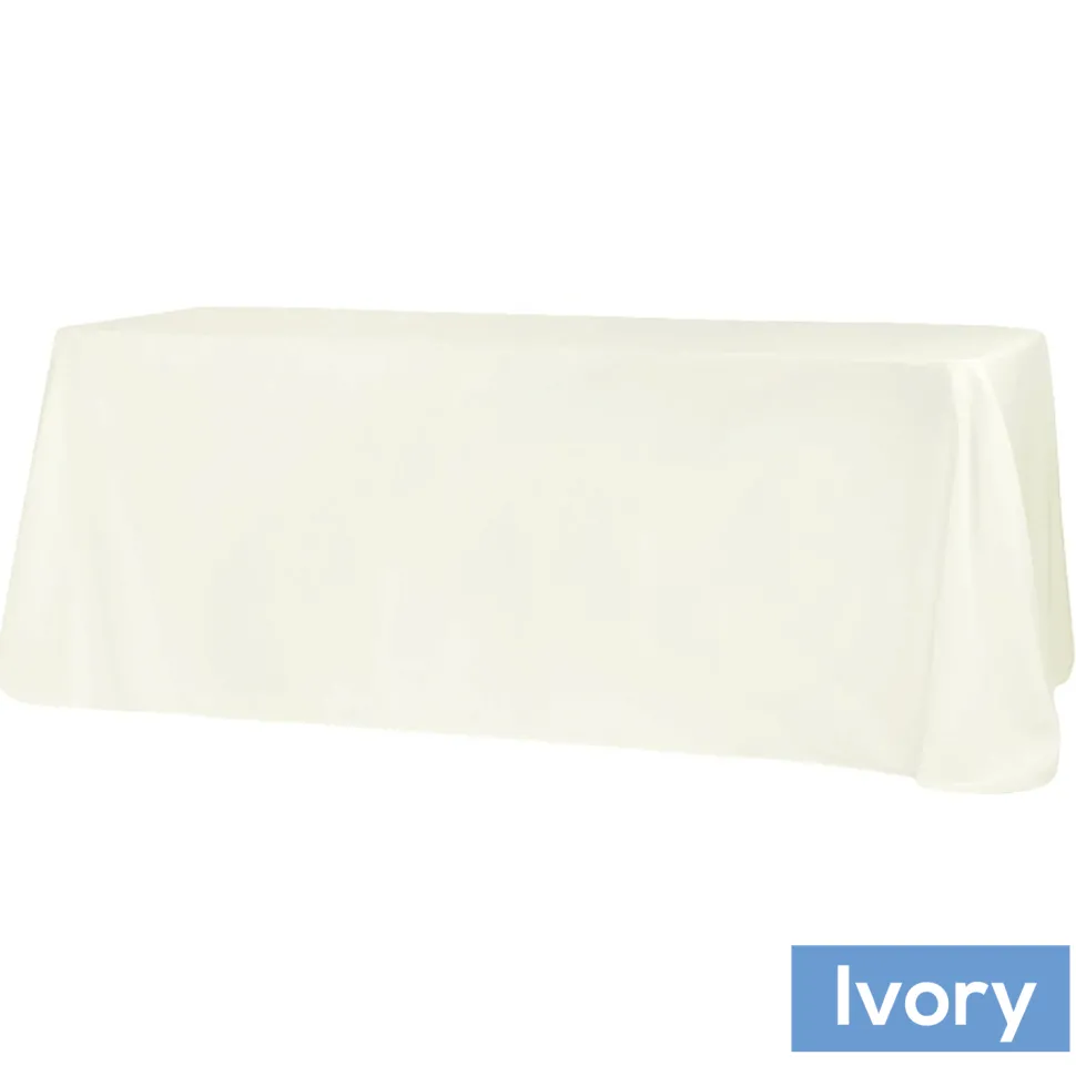 90" x 156" Rectangular 125-130 GSM Polyester Tablecloth - Ivory