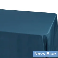 90" x 156" Rectangular 125-130 GSM Polyester Tablecloth - Navy Blue