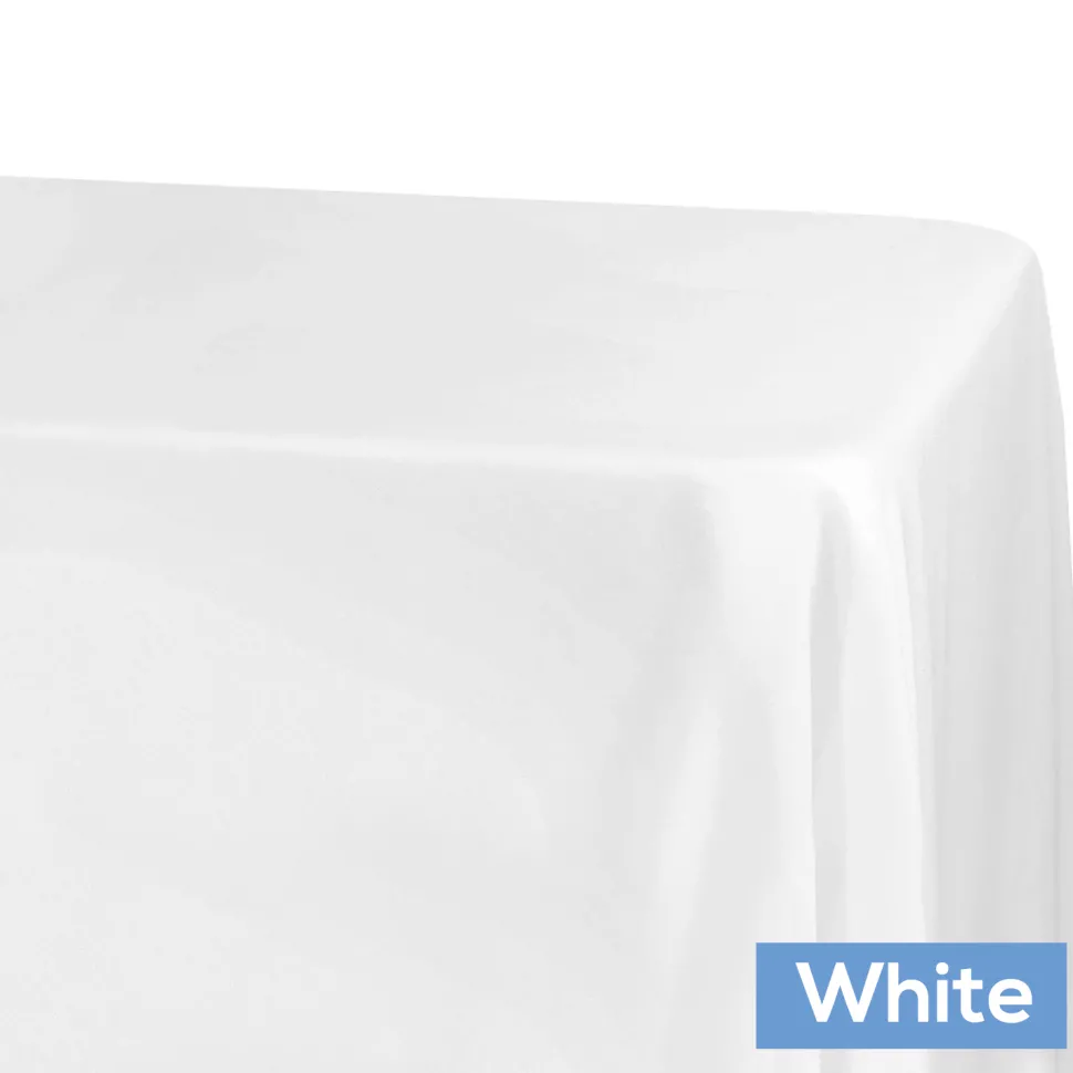 90" x 156" Rectangular 125-130 GSM Polyester Tablecloth - White