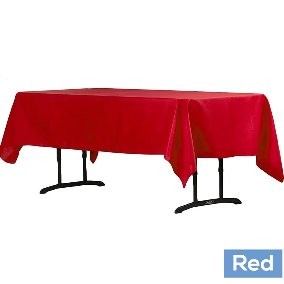 60" x 102" Rectangular 200 GSM Polyester Tablecloth - Red