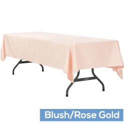 60" x 120" Rectangular 200 GSM Polyester Tablecloth - Blush/Rose Gold