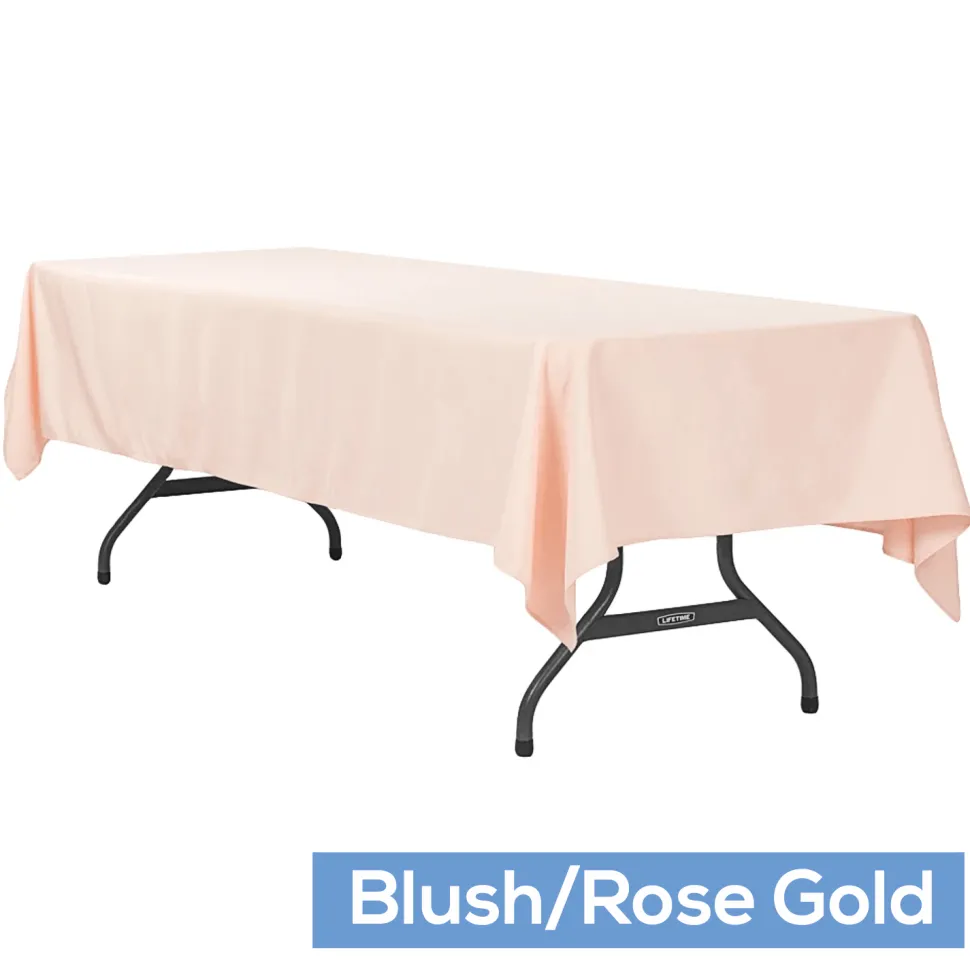60" x 120" Rectangular 200 GSM Polyester Tablecloth - Blush/Rose Gold