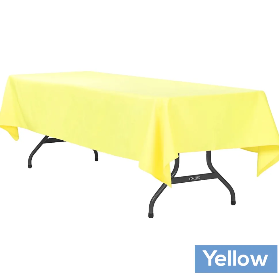 60" x 120" Rectangular 200 GSM Polyester Tablecloth - Yellow