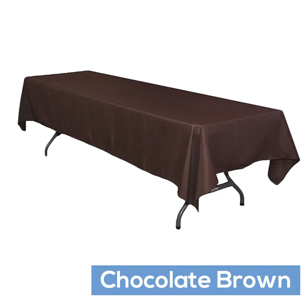 60" x 126" Rectangular 200 GSM Polyester Tablecloth - Chocolate Brown
