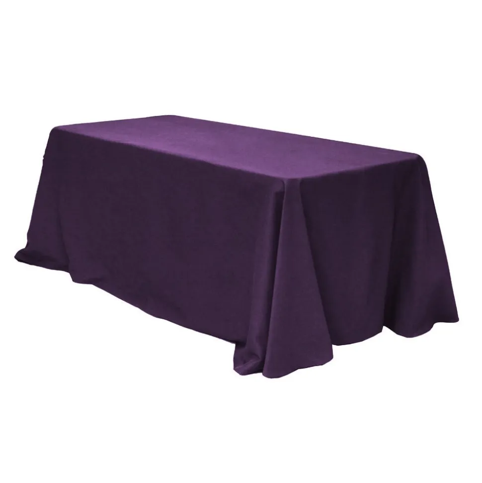 90" x 156" Rectangular 125-130 GSM Polyester Tablecloth - Eggplant/Plum