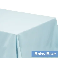 90" x 132" Rectangular Oblong 200 GSM Polyester Tablecloth - Baby Blue