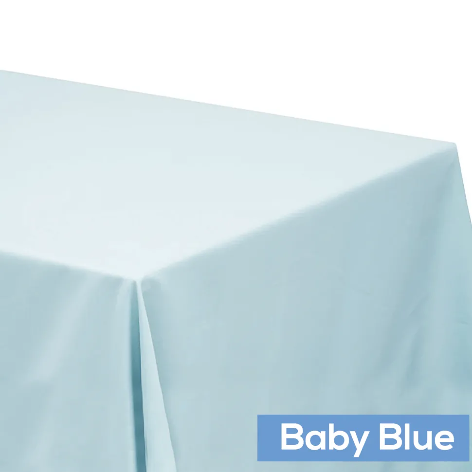 90" x 132" Rectangular Oblong 200 GSM Polyester Tablecloth - Baby Blue