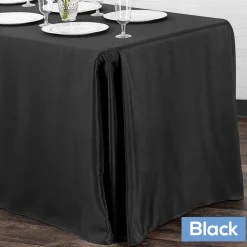 90" x 132" Rectangular Oblong 200 GSM Polyester Tablecloth - Black