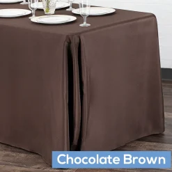 90" x 132" Rectangular Oblong 200 GSM Polyester Tablecloth - Chocolate Brown