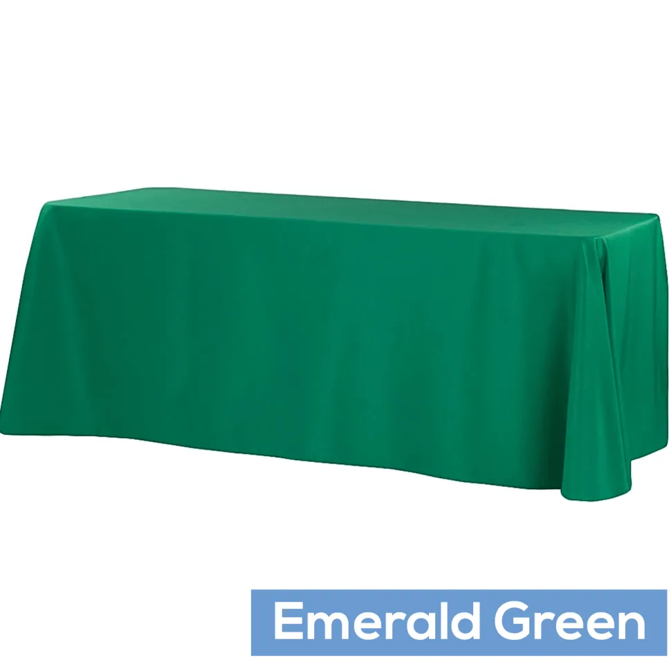 90" x 132" Rectangular Oblong 200 GSM Polyester Tablecloth - Emerald Green
