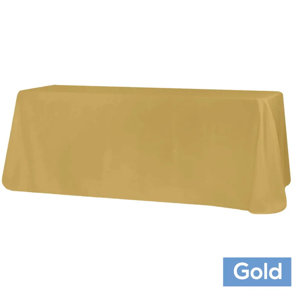 90" x 132" Rectangular Oblong 200 GSM Polyester Tablecloth - Gold