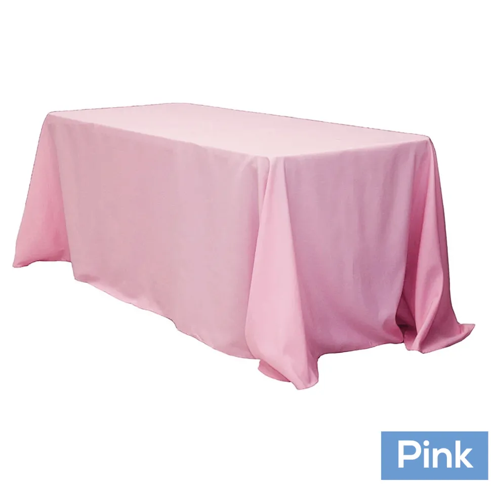 90" x 132" Rectangular Oblong 200 GSM Polyester Tablecloth - Pink
