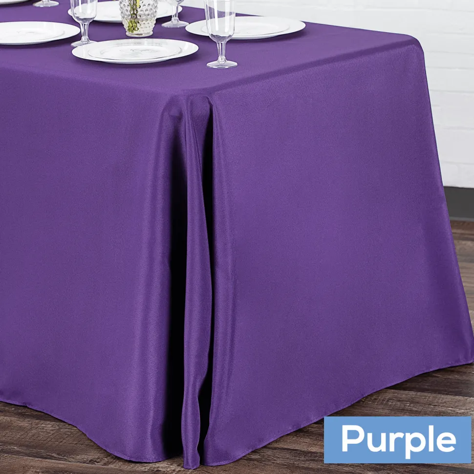 90" x 132" Rectangular Oblong 200 GSM Polyester Tablecloth - Purple