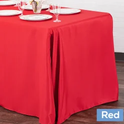 90" x 132" Rectangular Oblong 200 GSM Polyester Tablecloth - Red