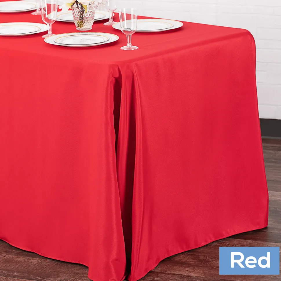 90" x 132" Rectangular Oblong 200 GSM Polyester Tablecloth - Red