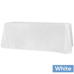 90" x 132" Rectangular Oblong 200 GSM Polyester Tablecloth - White
