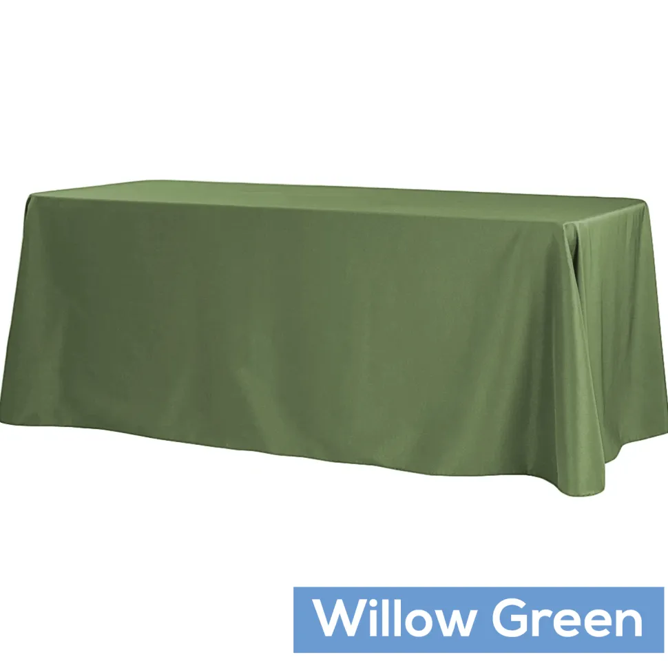 90" x 132" Rectangular Oblong 200 GSM Polyester Tablecloth - Willow Green