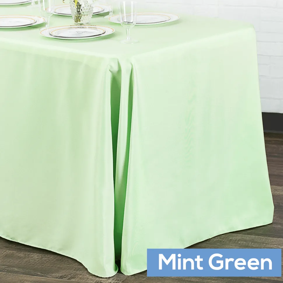 90" x 132" Rectangular Oblong 200 GSM Polyester Tablecloth - Mint Green
