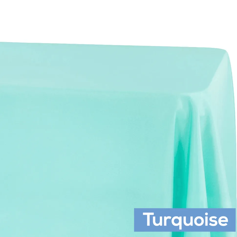 90" x 132" Rectangular Oblong 200 GSM Polyester Tablecloth - Turquoise